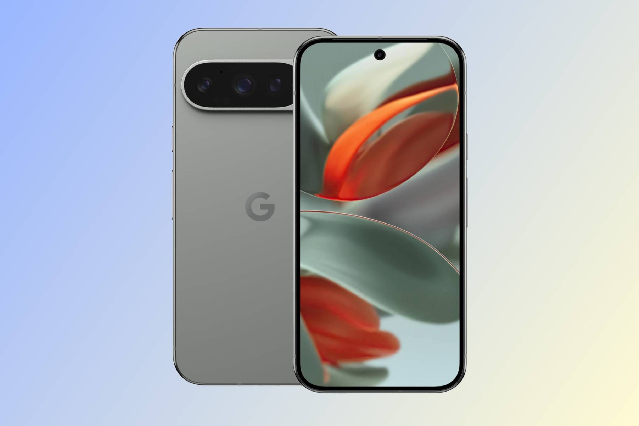 The front and back of the Google Pixel 9 Pro.