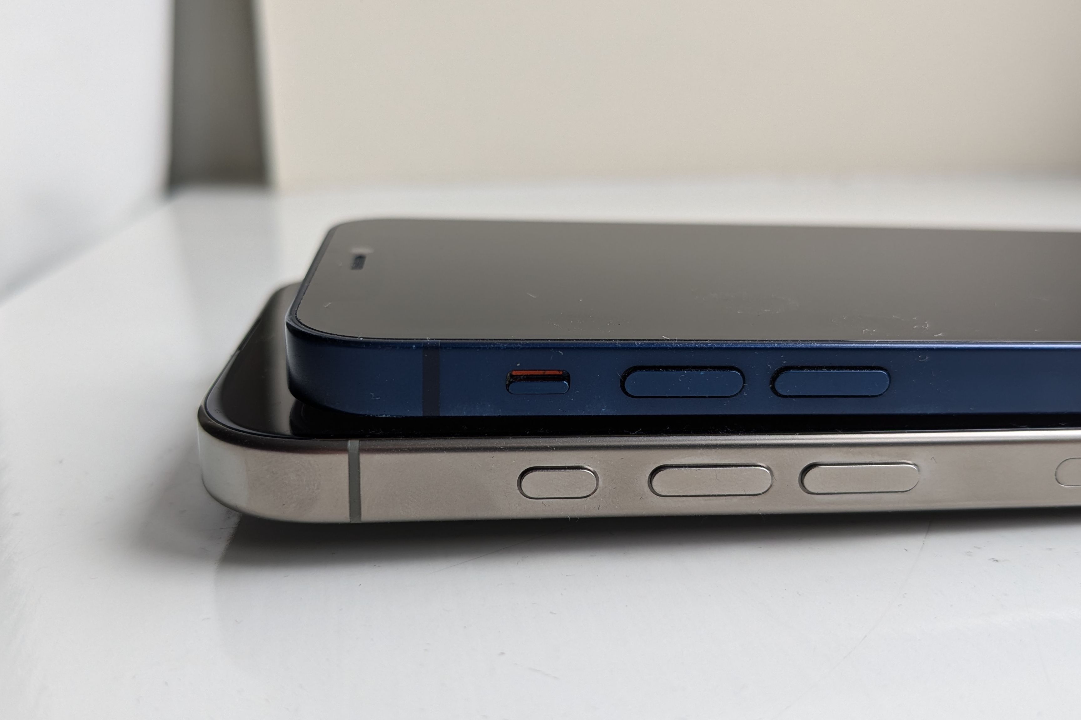 iPhone 12 mini and iPhone 16 Pro Ring:Silent and Action buttons.