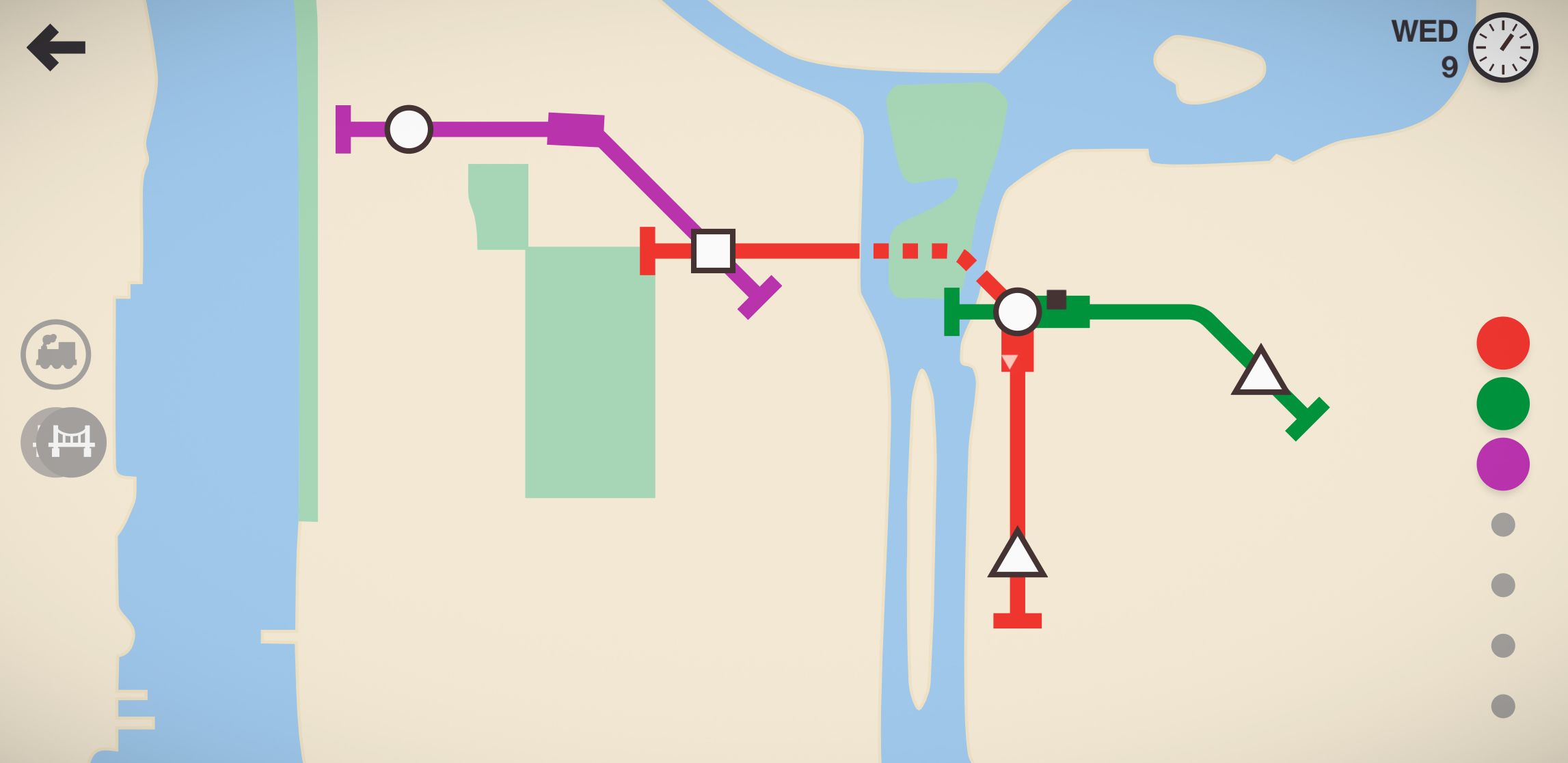 Screenshot from Mini Metro.