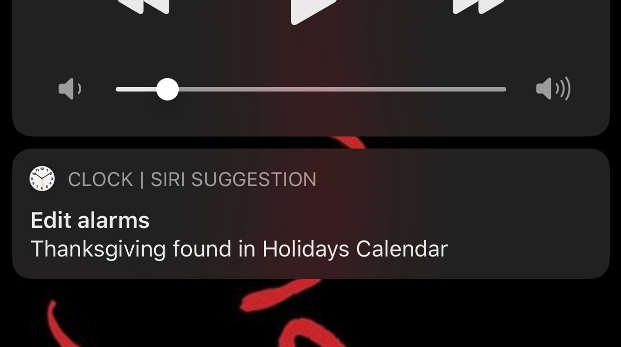 iPhone alarm asking about Thanksgiving.