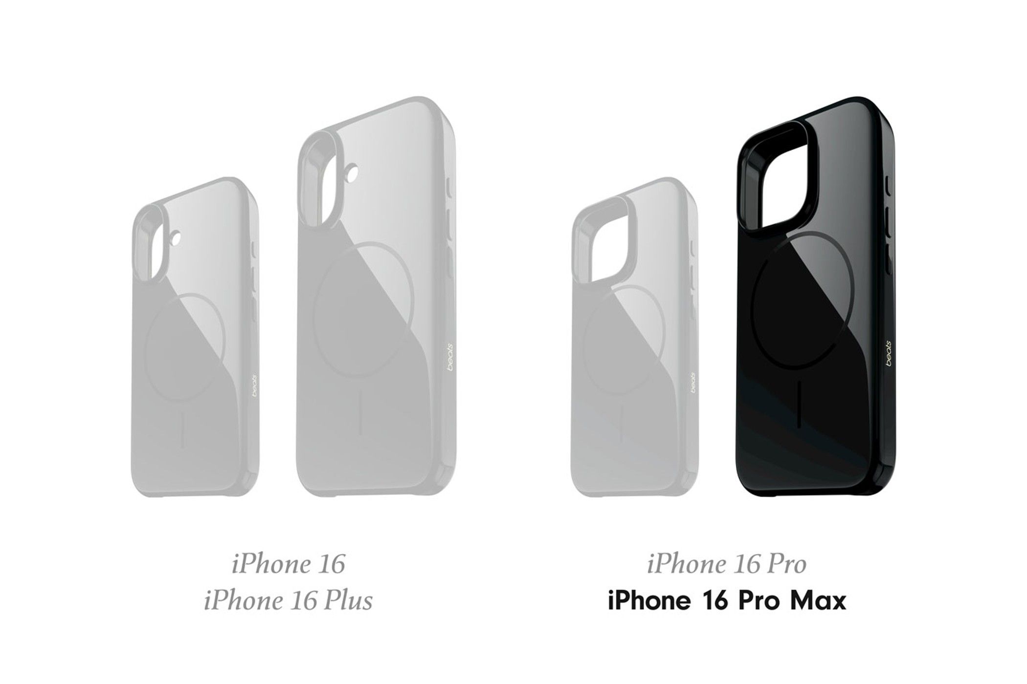 iphone 16 pro max case alongside other transparent models.