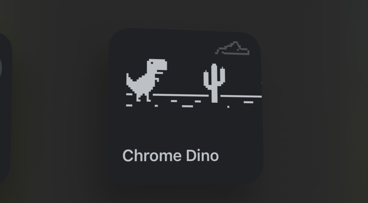 Preview of the Chrome Dino game widget on iPhone.