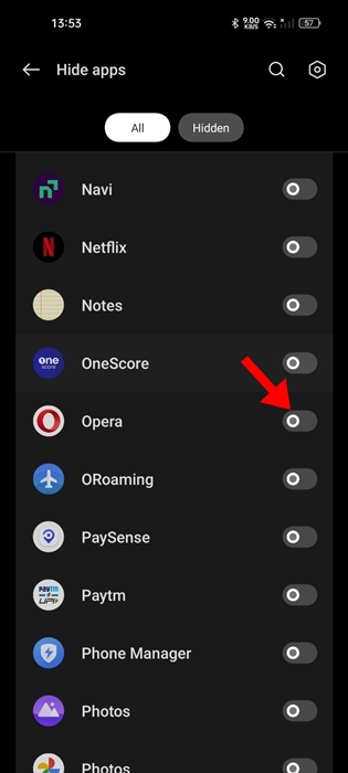 enable the toggle beside the App names