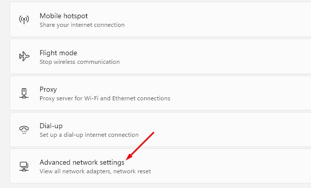 Advanced network settings