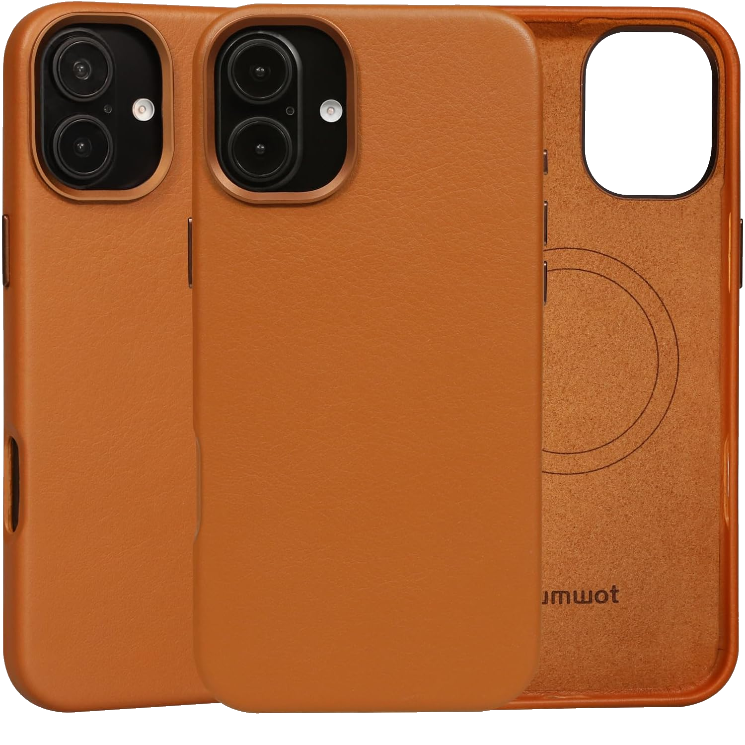 rumwot full grain genuine leather iphone 16 plus case