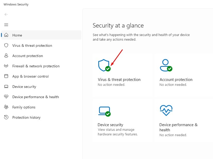 Virus & Threat Protection is turned on