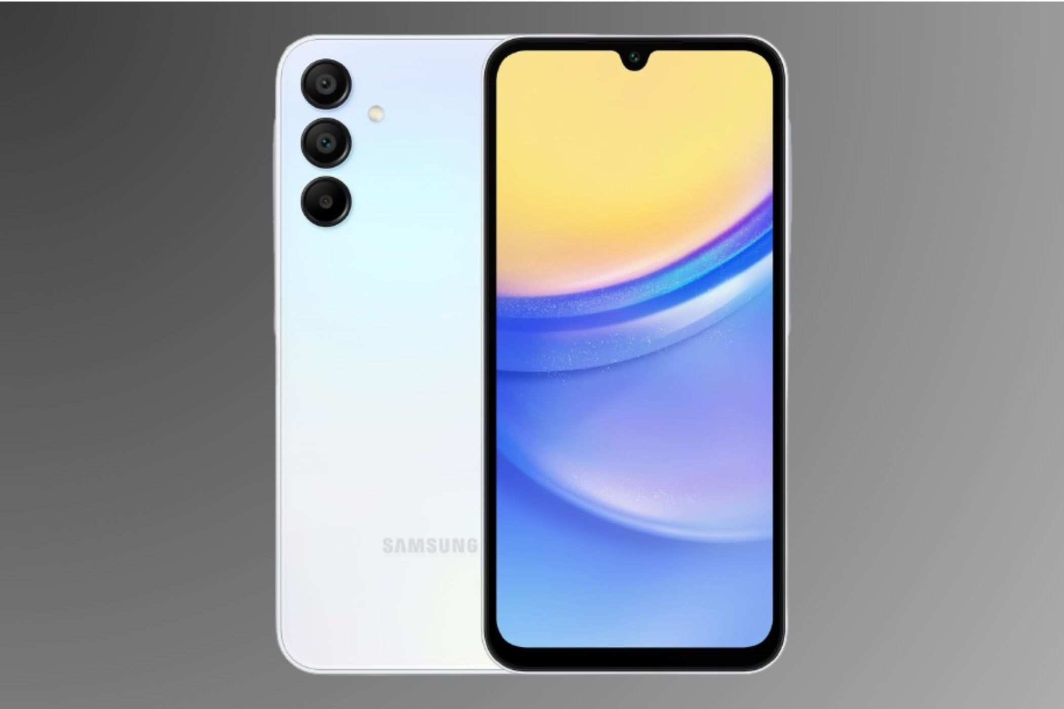 Samsung Galaxy A15 on gradient background