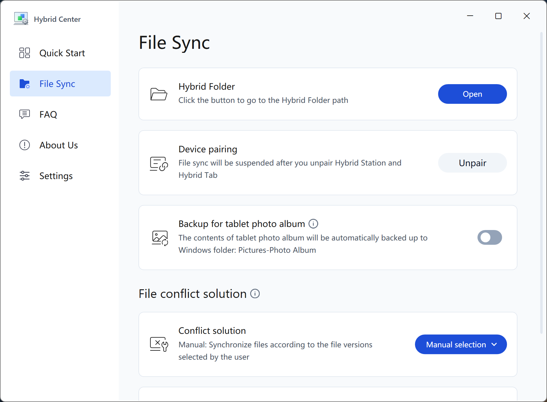 File sync settings on the Lenovo ThinkBook Plus Gen 5 Hybrid.