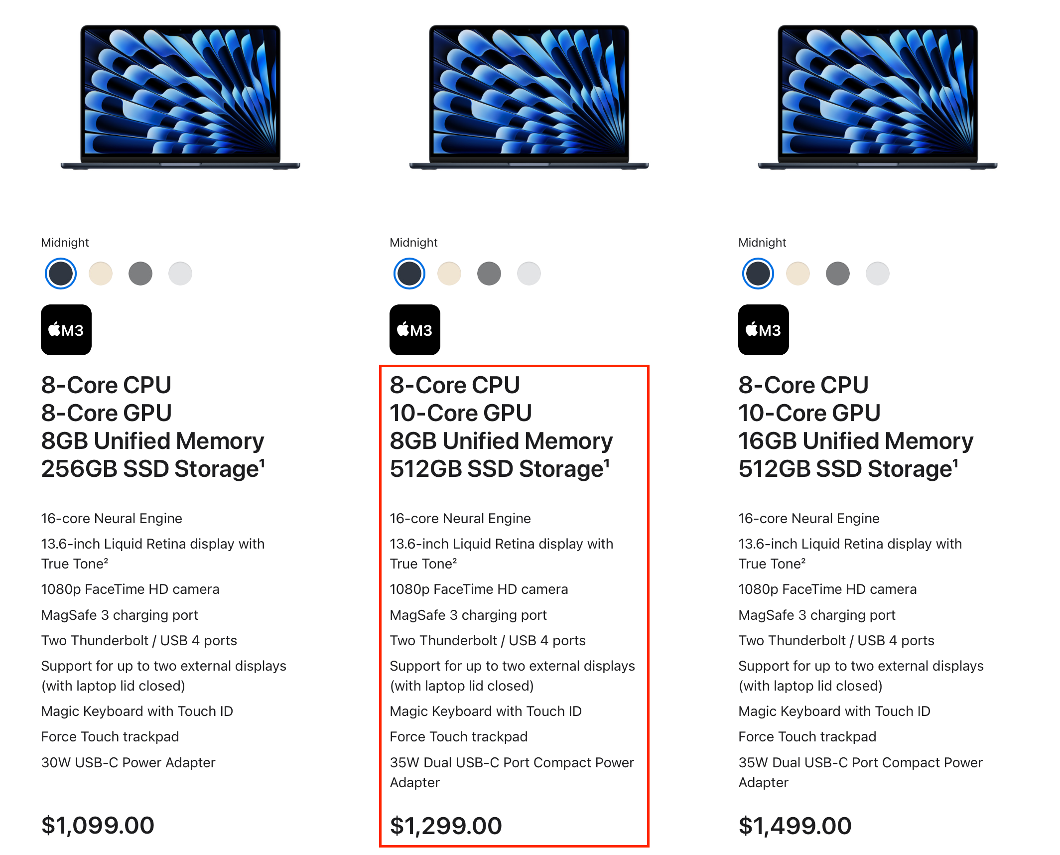 MacBook Air models compared.