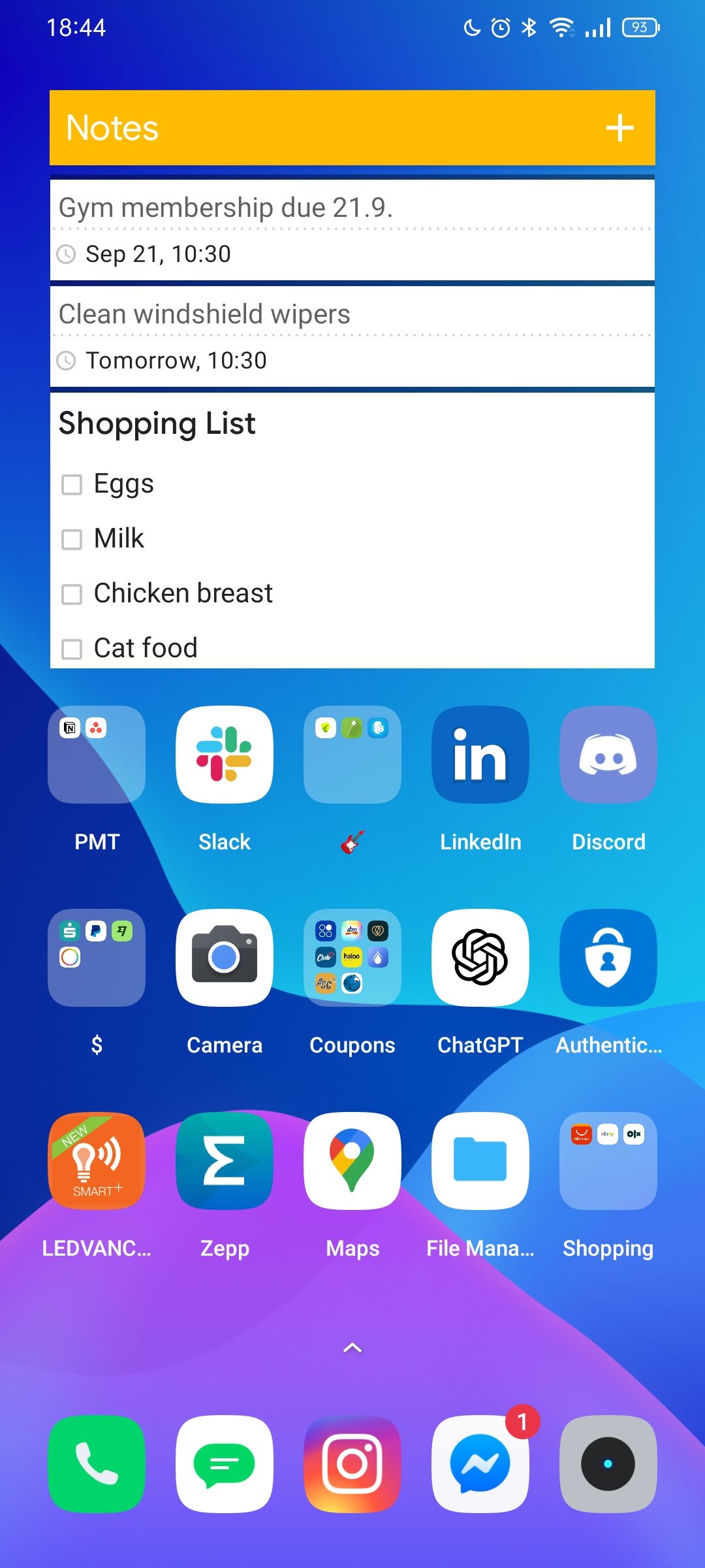 The second page of the home screen of an Android smartphone.