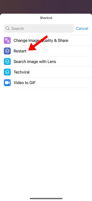 Restart iPhone shortcut