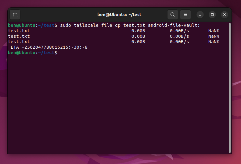 Sending a file using Tailscale on Linux