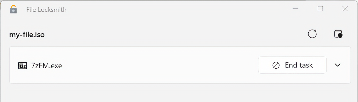 The File Locksmith screen including the 'End task' button.