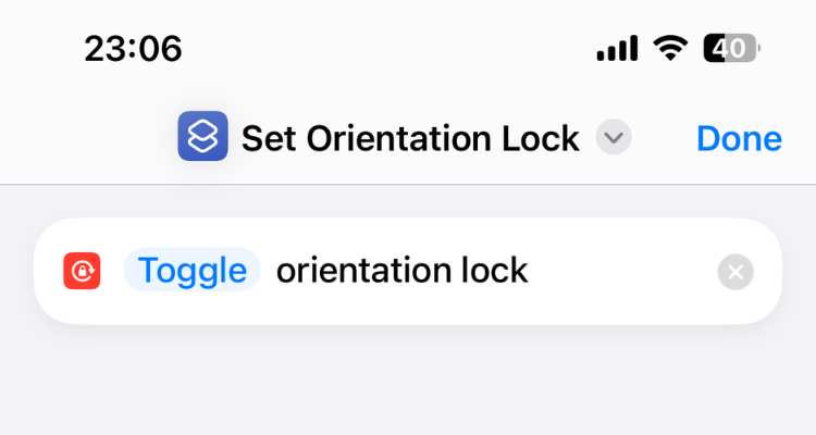 Screengrab of the Orientation Lock shortcut on iPhone.