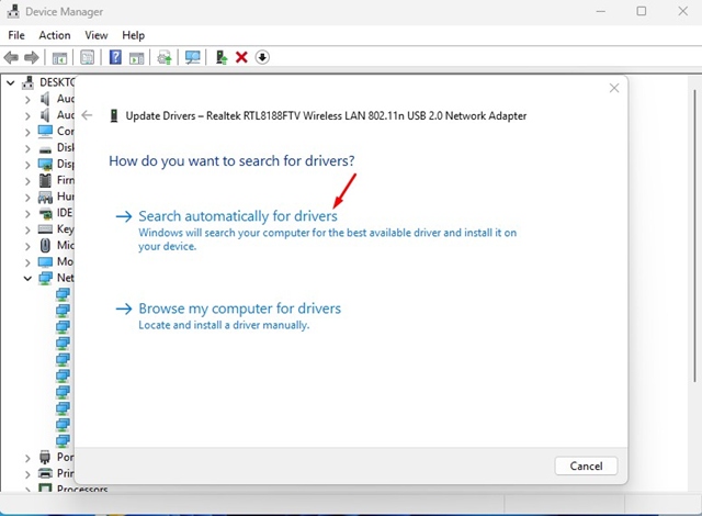 Search automatically for drivers