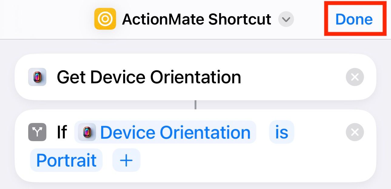 Saving the ActionMate shortcut in the iPhone Shortcuts app.