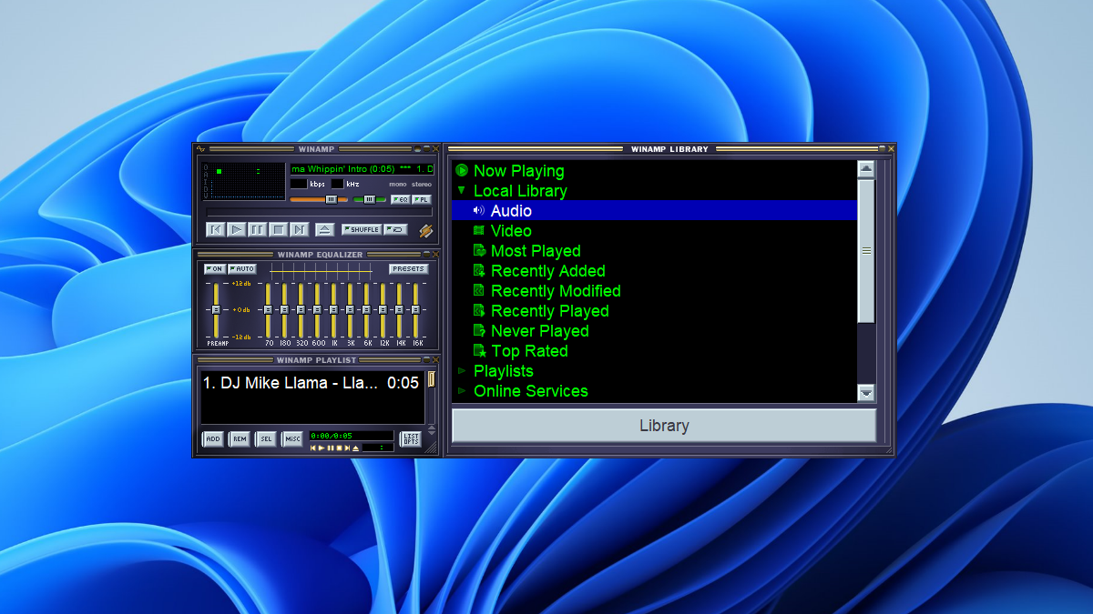 Winamp running on Windows 11.