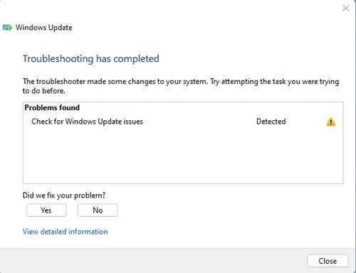 Run Windows Update Troubleshooter