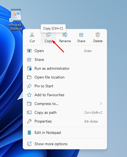 copy the desktop shortcut