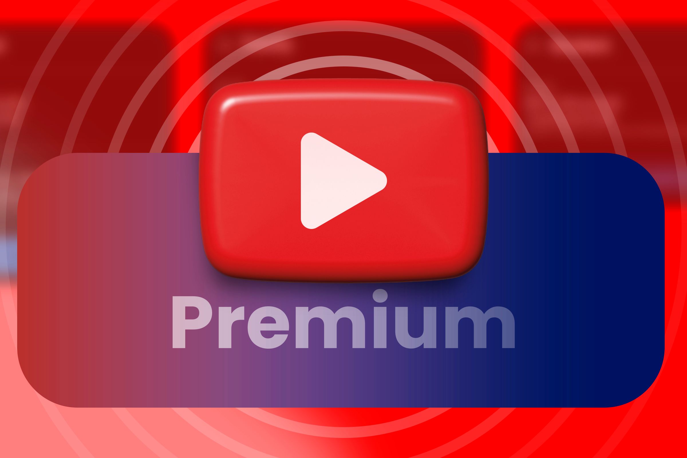 YouTube logo in the center with 'Premium' written below.