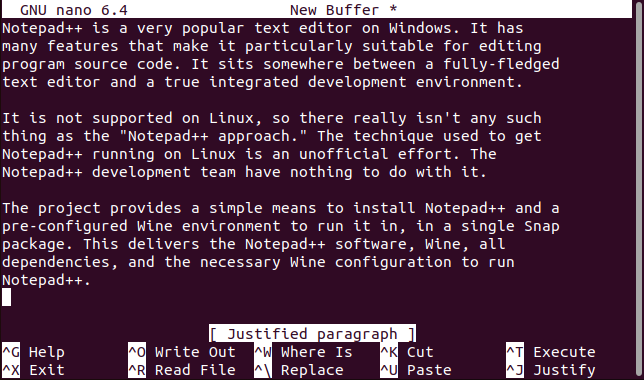 The nano terminal-based text editor