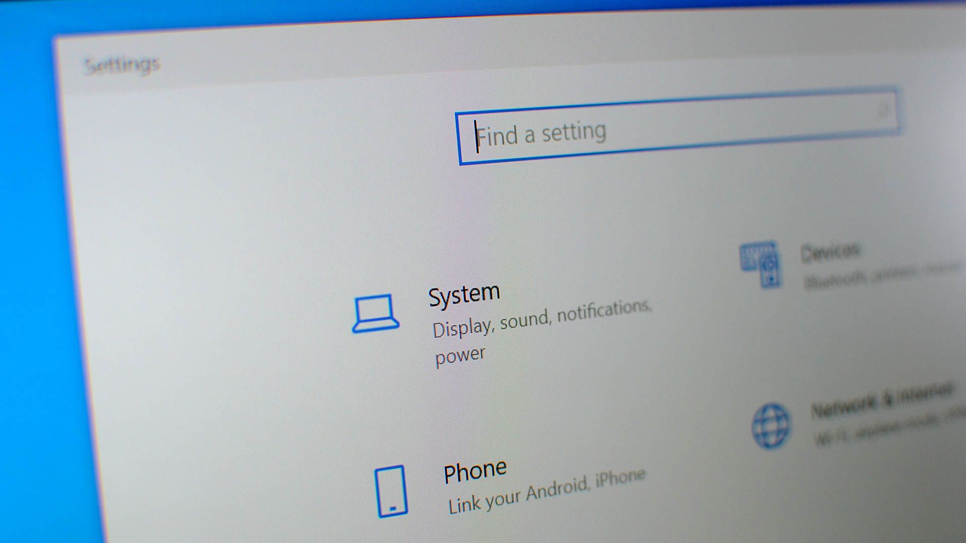 The Settings app open on Windows 10.