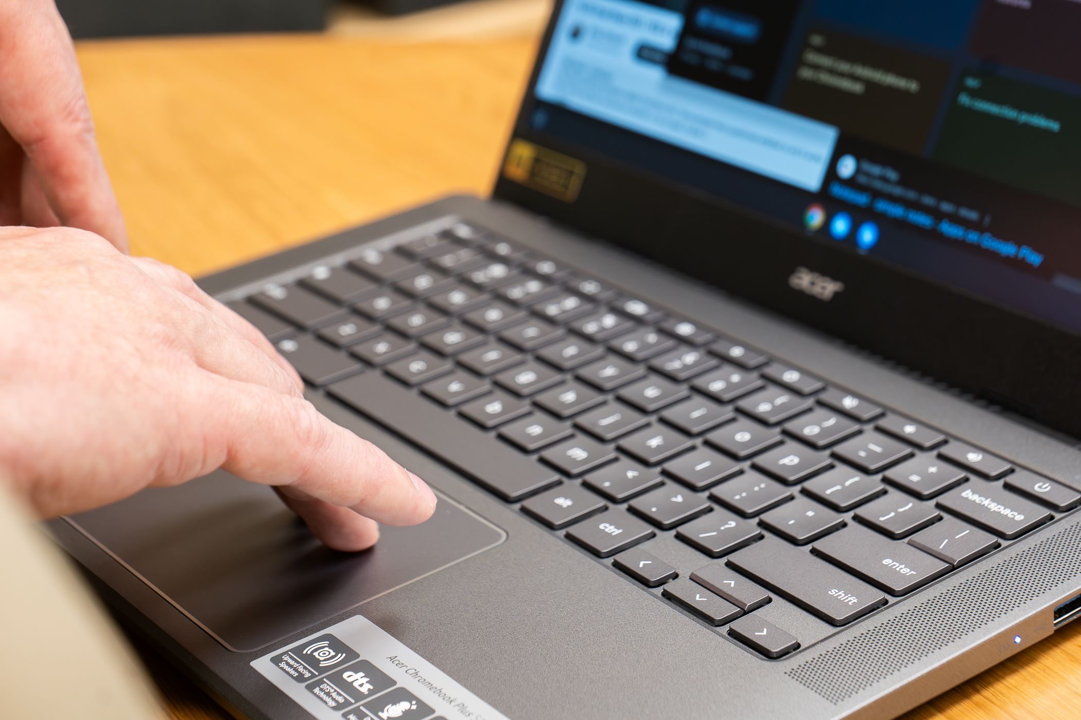 The Acer Chromebook being used.