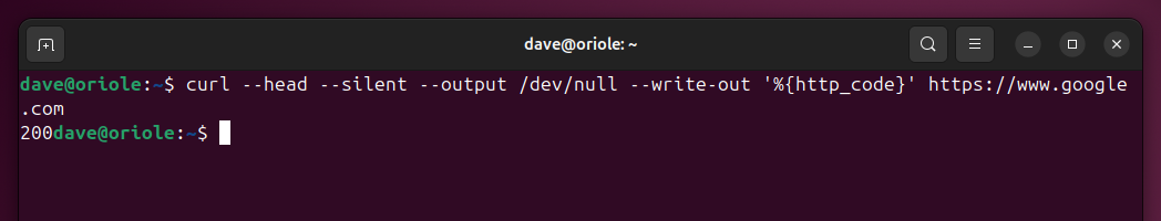 The HTTP code returned by cURL when used with a valid URL.