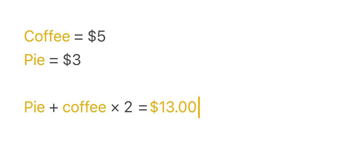 An equation featuring variables in the Notes app on iPhone.