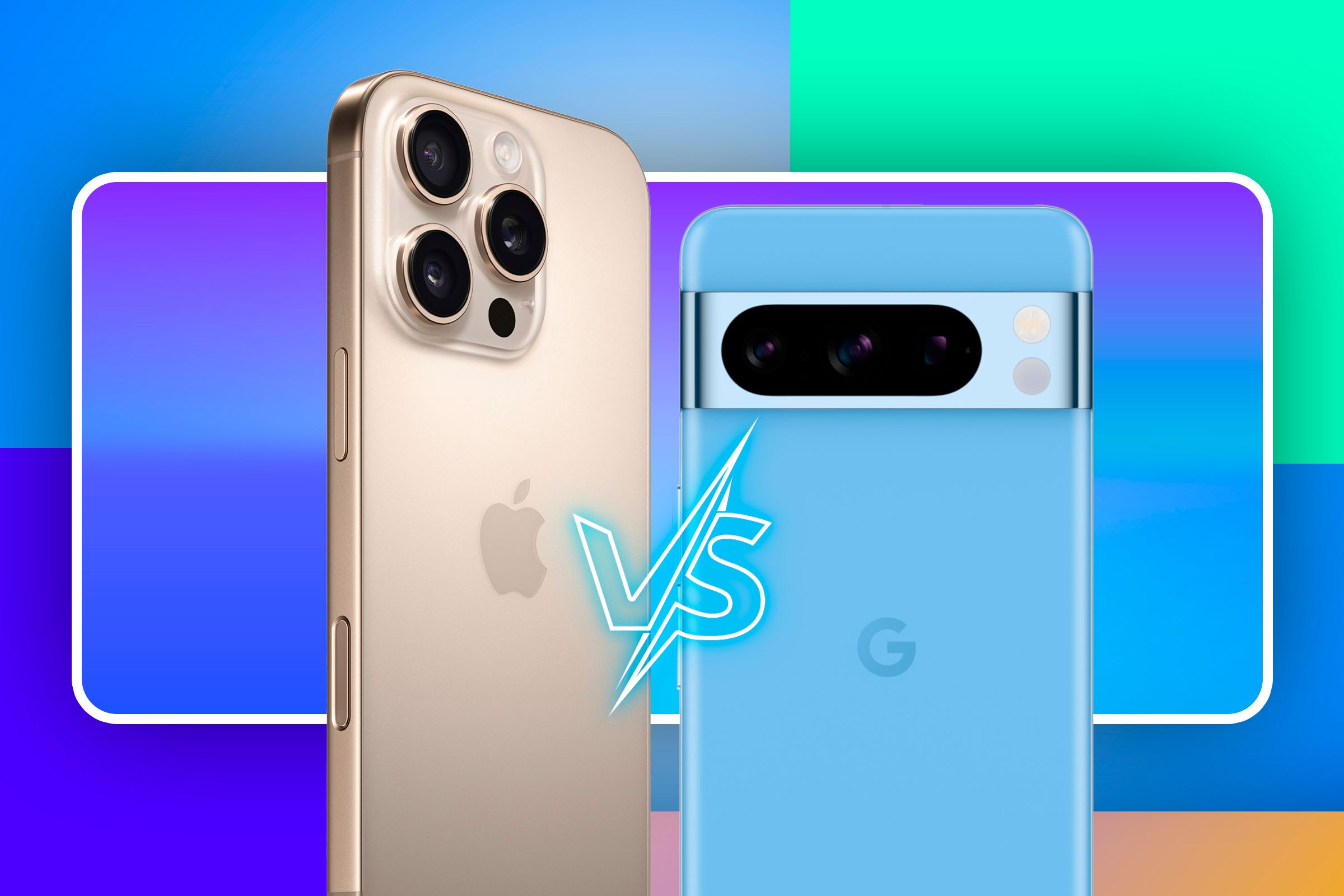 An Iphone 16 pro vs a Google Pixel 8 pro.