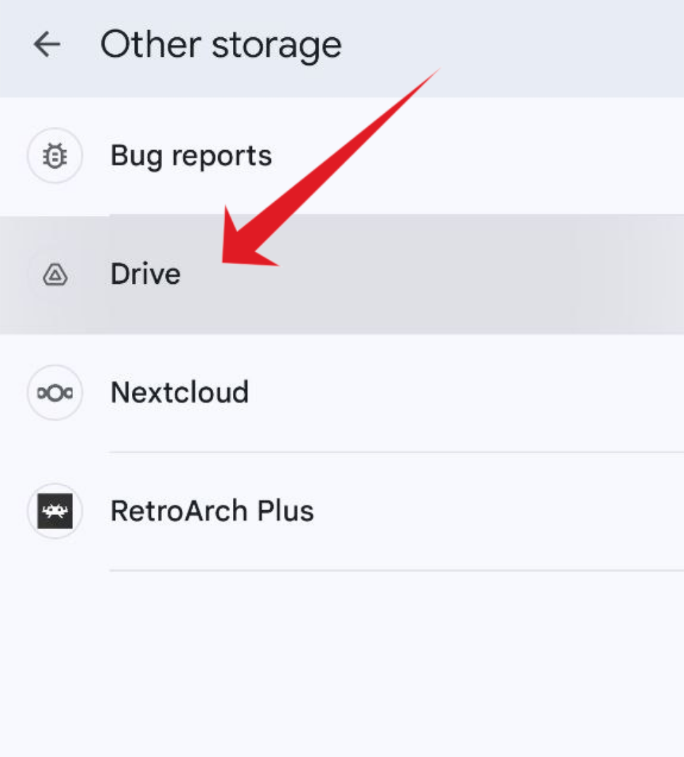 Android FIles select Google Drive.