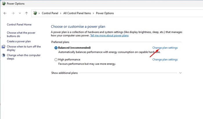 Change plan settings