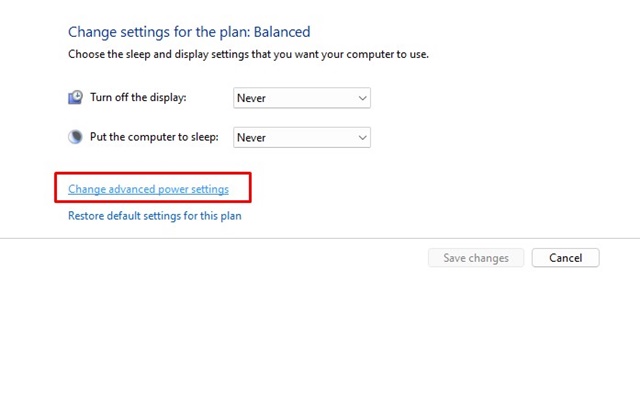 Change Advanced Power Settings