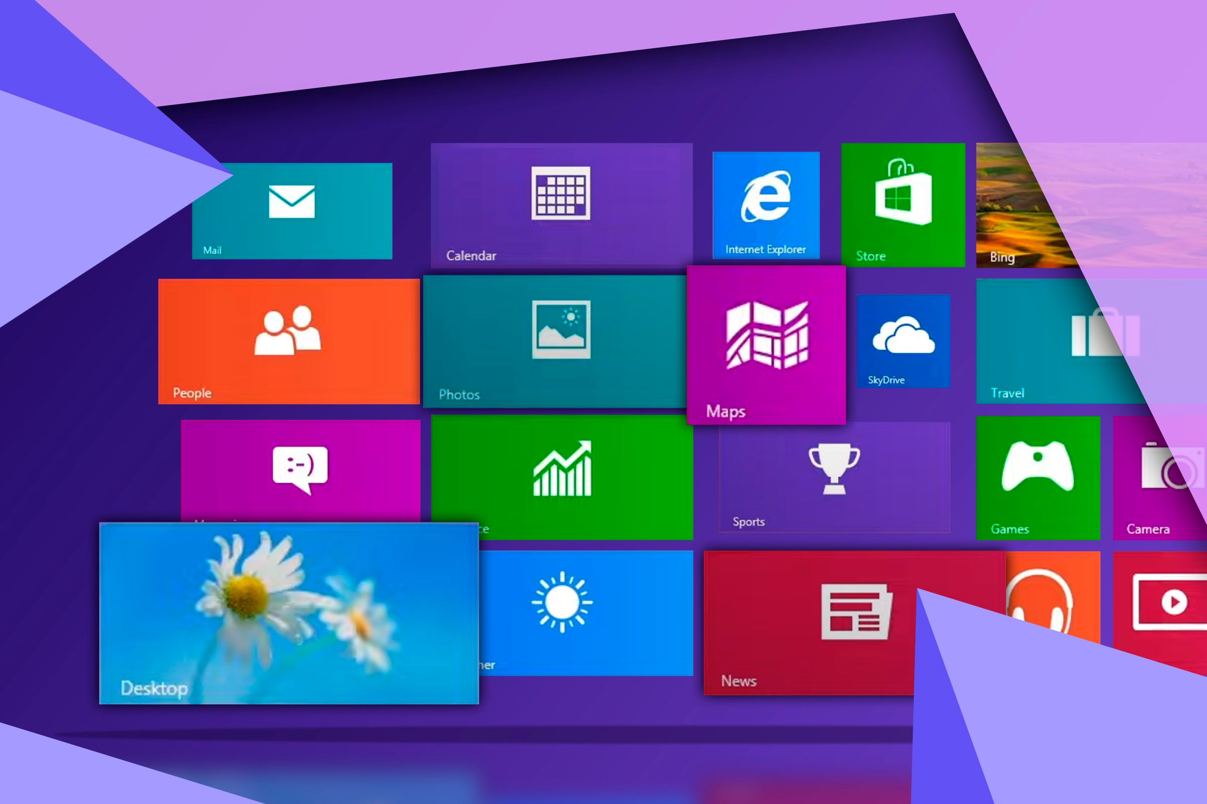 Conceptual image with the Windows 8 start screen.