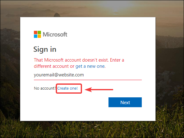 Creating a Microsoft account.