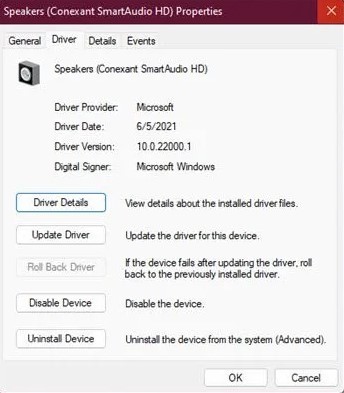 Rollback Audio Drivers