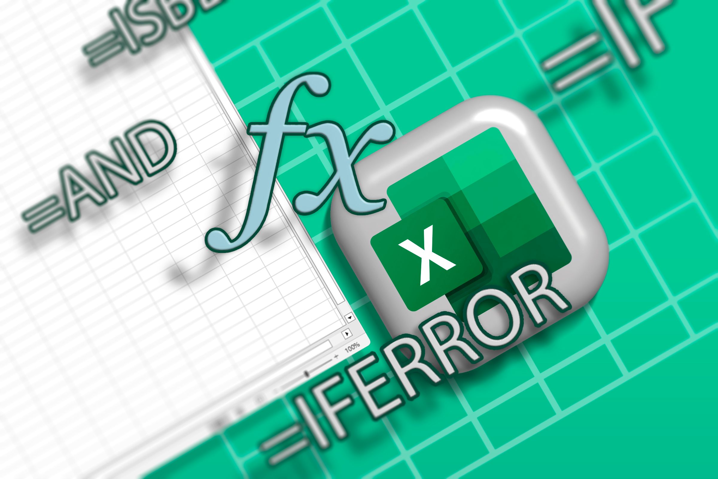 Excel logo with some functions around it.