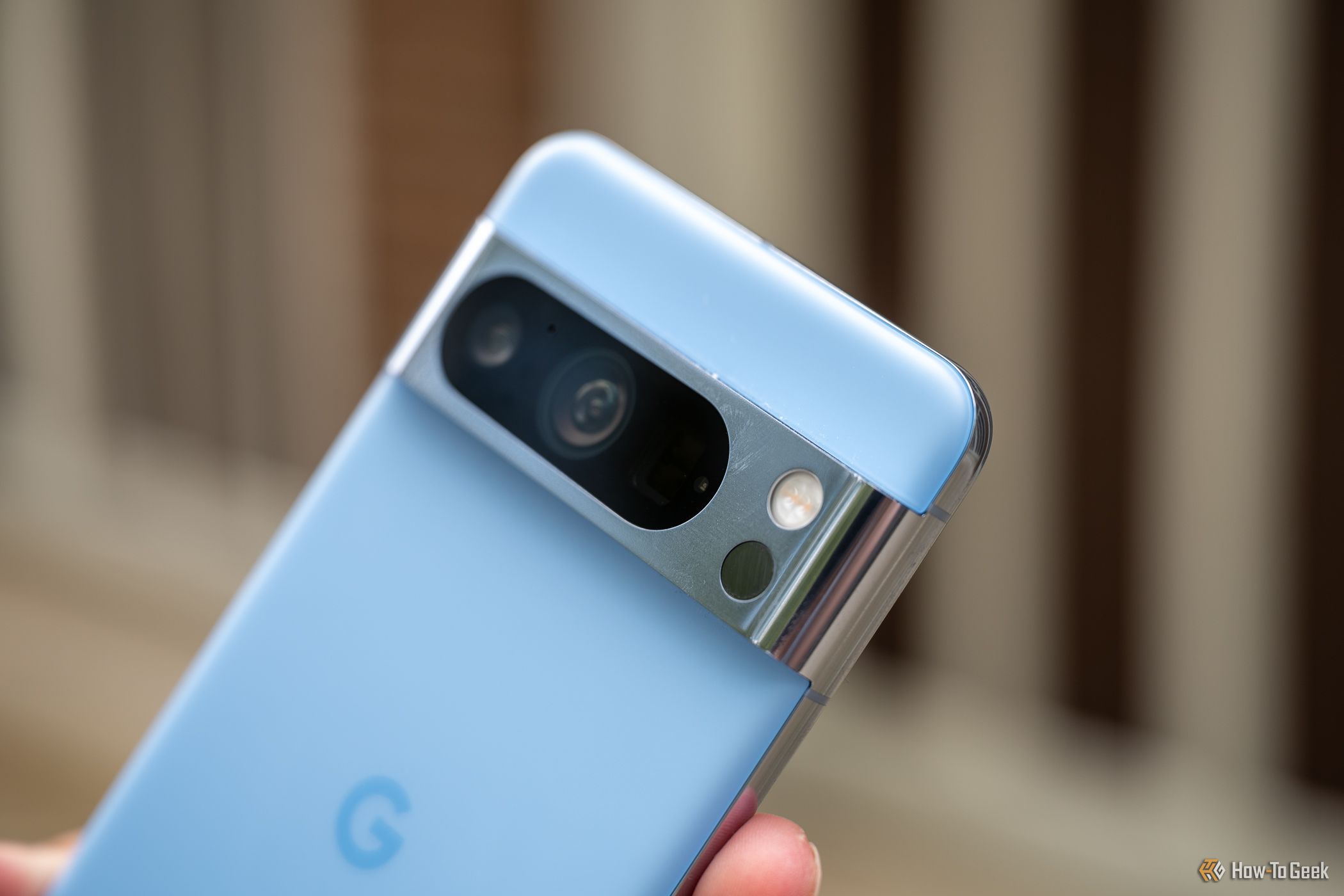 Fingerprint smudges on the Google Pixel 8 Pro camera bump