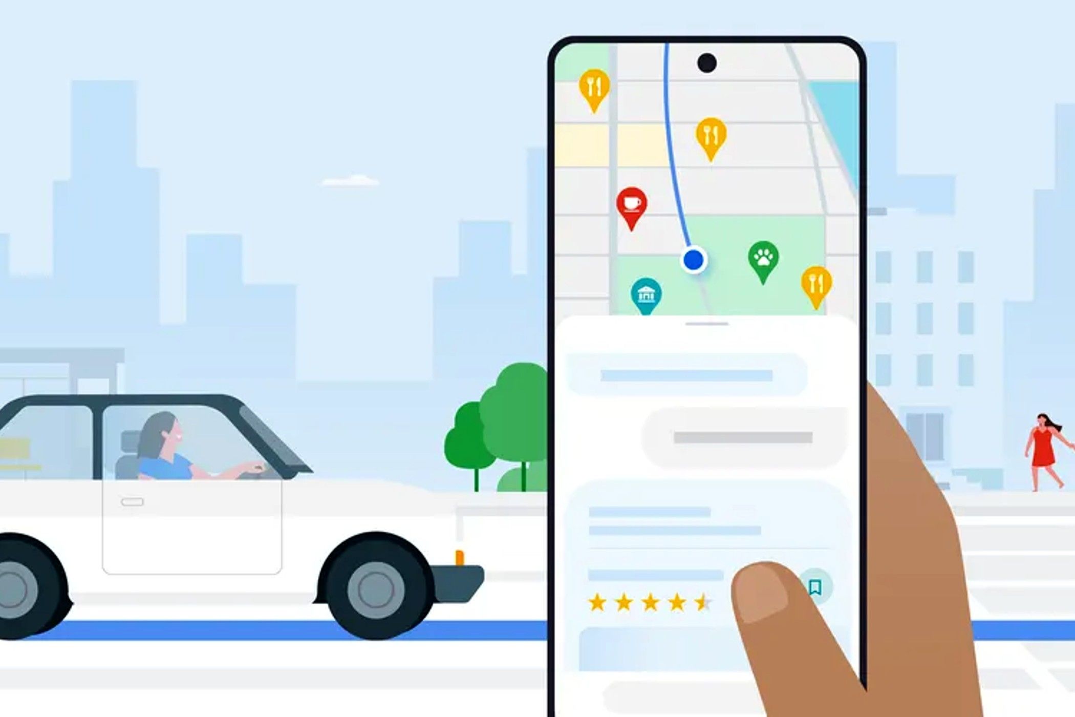 Google Maps AI being used to navigate in a cartoon image.