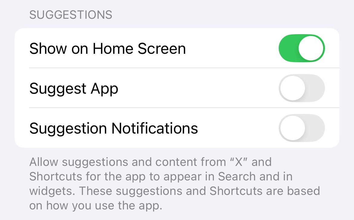 Hiding an app from Siri suggestions in iOS 18.