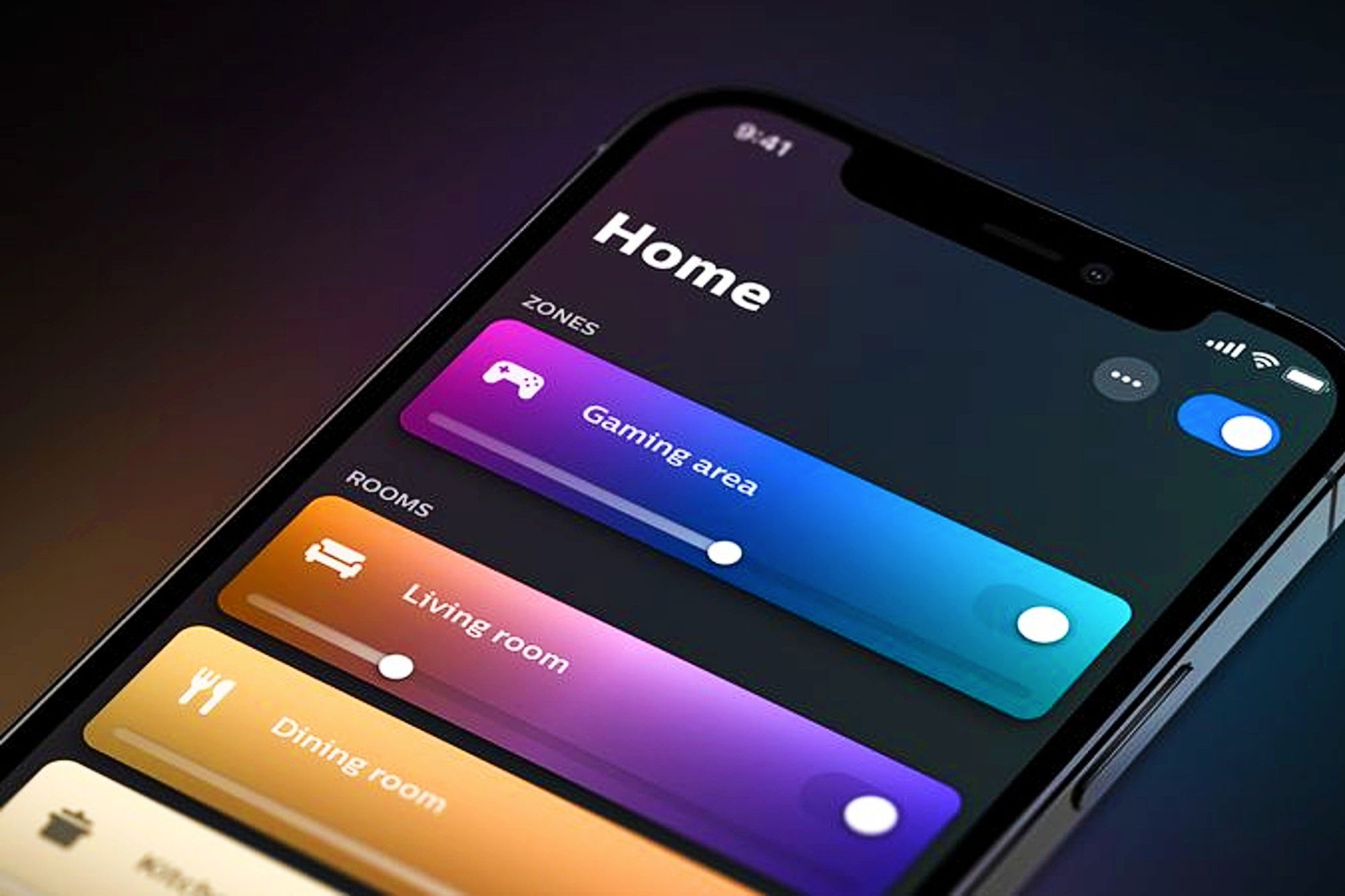 the main screen in the hue app, where the settings of the lighting can be adjusted