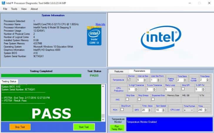 Intel Processor Diagnostic Tool