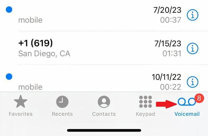 Tap the iPhone voicemail tab to set it up.