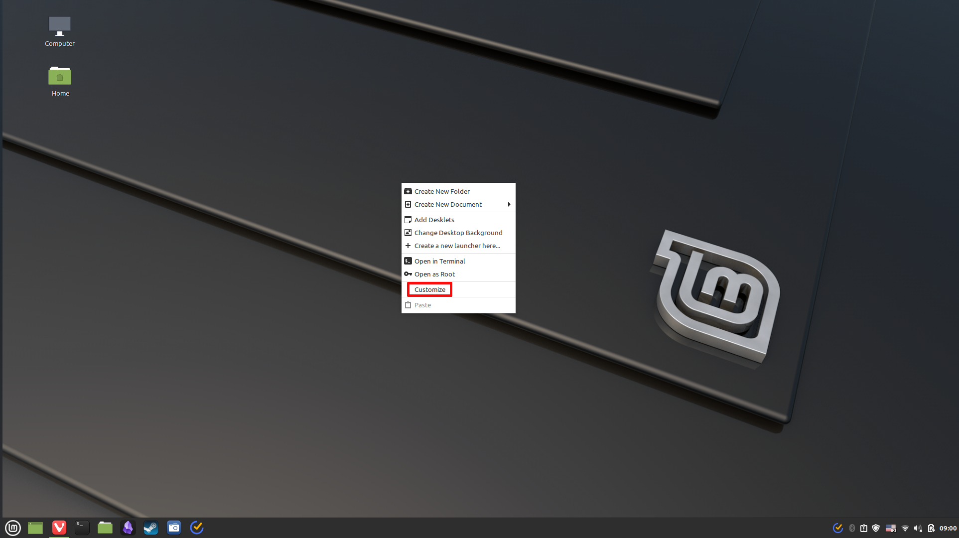 Customize Linux Mint menu bar