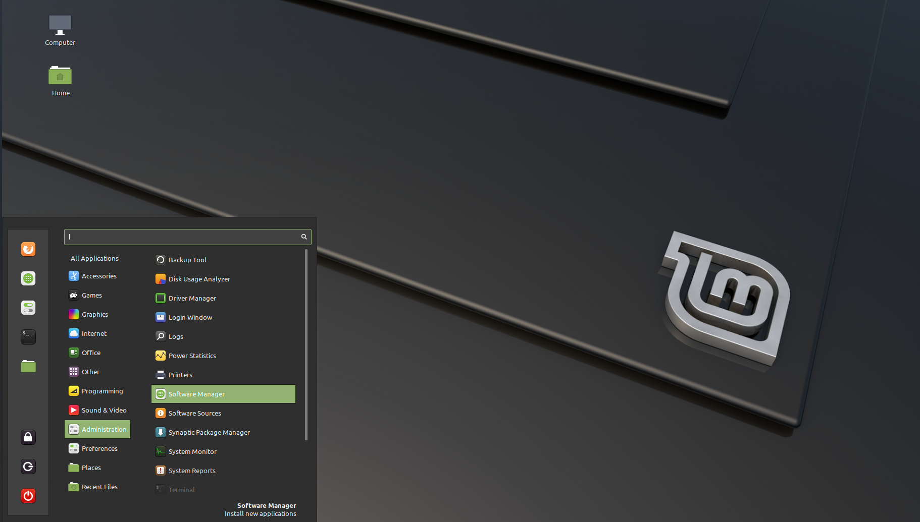 The Linux Mint software manager