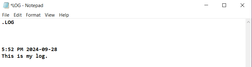 Using .LOG With Notepad.