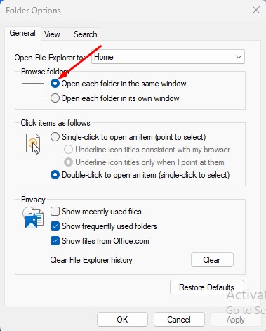 Open Each Folder in the same window