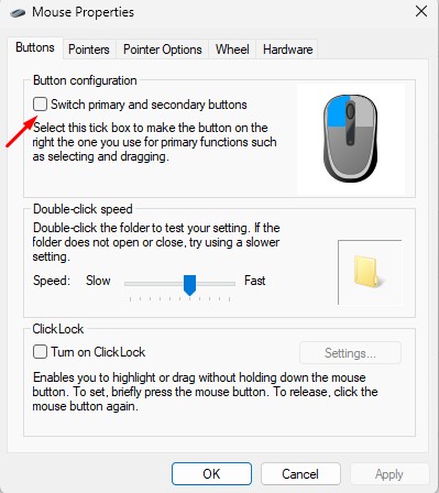 Switch Primary and secondary buttons