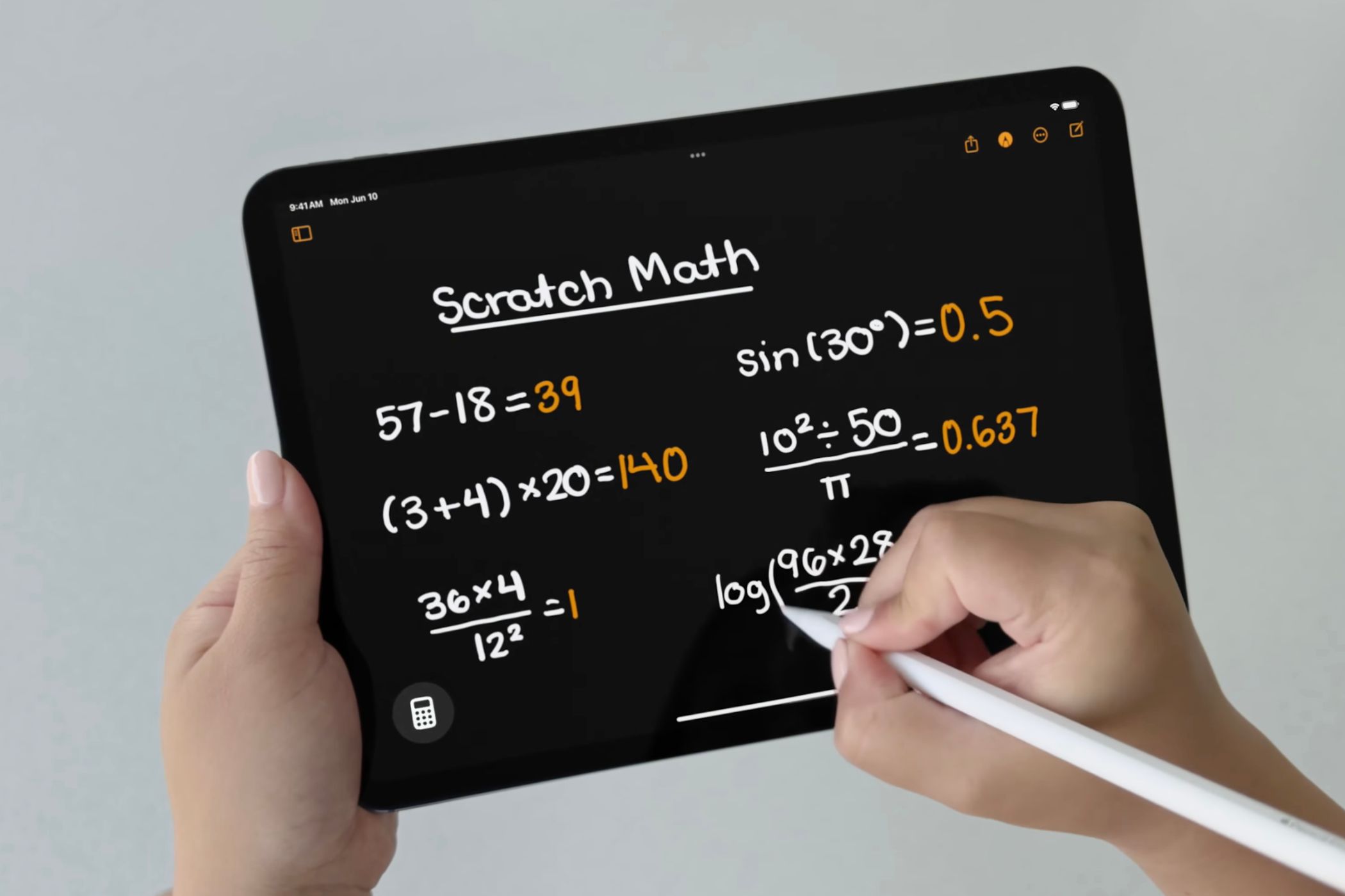 Math Notes demonstration on iPadOS 18 from WWDC.