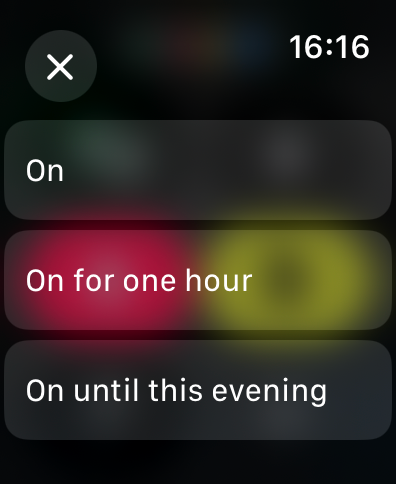 Muting an Apple Watch for a set period of time.